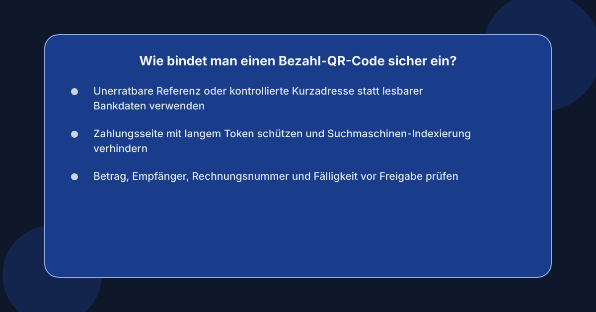 Wie bindet man einen Bezahl-QR-Code sicher ein?