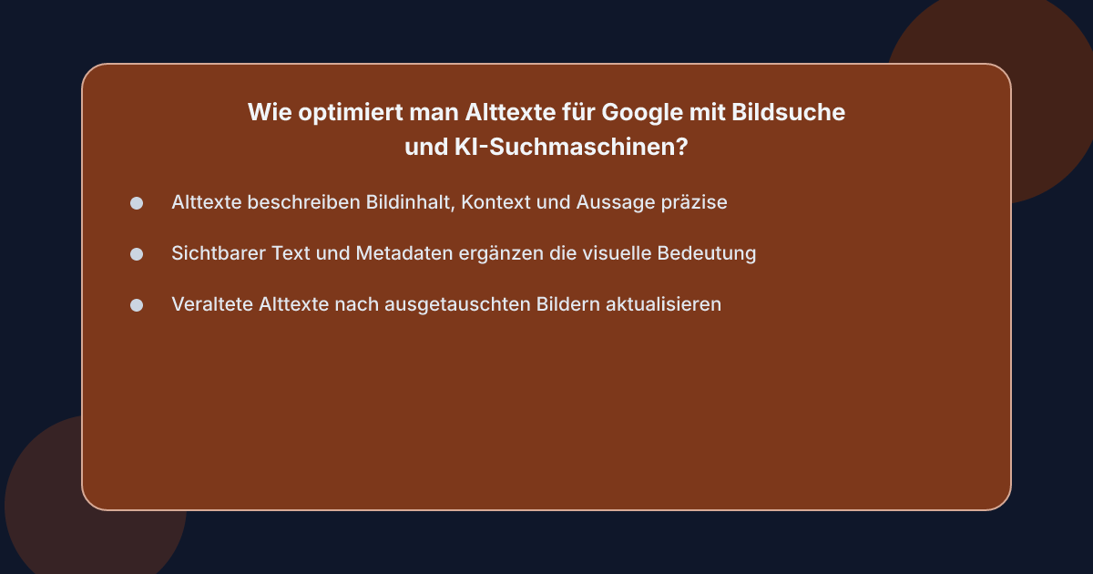 Wie optimiert man Alttexte für Google mit Bildsuche und KI-Suchmaschinen?